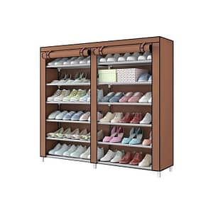 Double Face Shoe Rack + Fabric Cover For 36 Pairs
