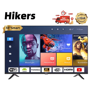 Hikers Hikers 140 cm (55'' Inches) Frameless Android Smart 4K LED TV Black+Wall Mount Black